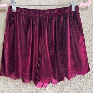 Entro Velvet High Waist Shorts - Deep Burgundy